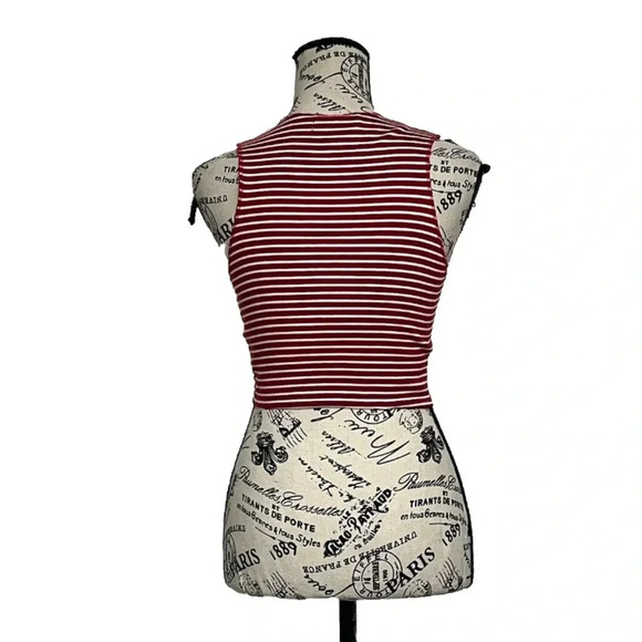zara trafaluc Red Striped Seamless Crop Top Nautical Preppy Beach Cruise S Boho - Picture 5 of 9